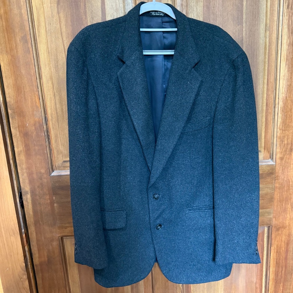 Ron Chereskin Men Charcoal Gray Camel Hair 2 Button Blazer Sport Coat Hungary 42